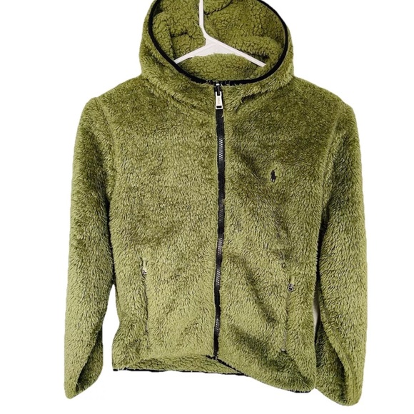 NWT-Polo Ralph Lauren full zip fleece kids size medium 10-12 olive - Picture 3 of 7